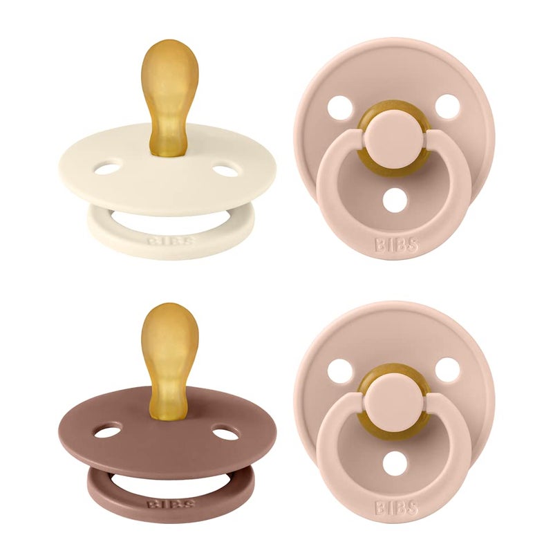 BIBS Colour Pacifier with Symmetrical Nipple Natural Rubber Baby Pacifier  Set of 4 BPAFree Soothers  Made in Denmark  Blush Mix Size 06 Months - Image 1