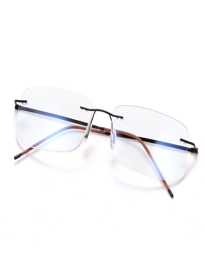 YIMI Progressive Multifocus Rimless Reading Glasses UV400 Computer Anti Blue Light Readers Transition Glasses for Men Women (Brown, 1.50, multiplier_x) - Image 1