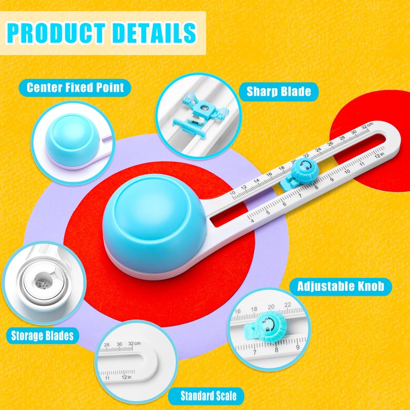 MyLifeUNIT Circle Cutter, Circular Rotary Cutter for Paper Crafts Scrapbooking (Included 6 Blades), Cutting Diameter 4 in to 12.6 in - Image 4