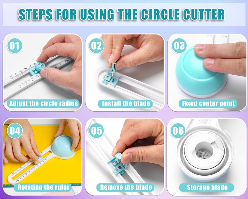 MyLifeUNIT Circle Cutter, Circular Rotary Cutter for Paper Crafts Scrapbooking (Included 6 Blades), Cutting Diameter 4 in to 12.6 in - Image 3