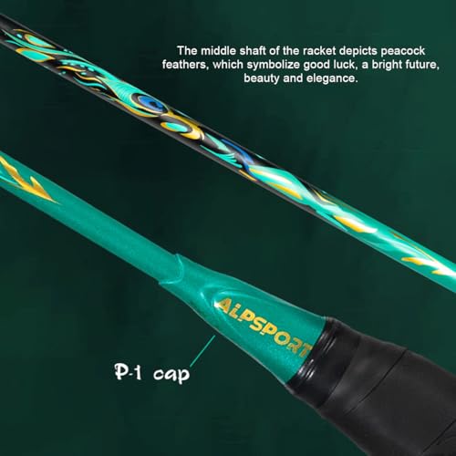 ALPSPORT Peacock 4U G5 6.8mm 40T Graphite Shaft Max 35LBS T800 Professional Racquet, Secondary Molding Full Carbon Fiber Badminton Racket with Gift Box, 1 Flannel Bag, 2 Grips Tapes (Black) - Image 3