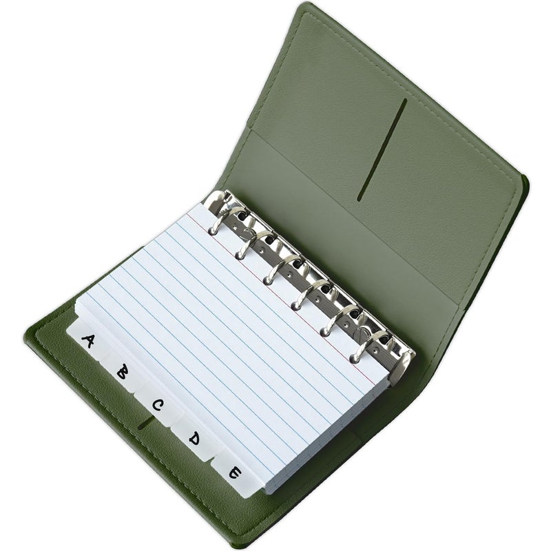 Olivo 3x5 Lined Index Cards with Ring Binder Holder and Dividers, 100 Note Cards, Green - Image 1