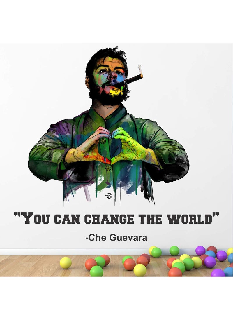 StickMe - StickMe 'Che Guevara - Revolution - You Can Change The World - Motivational Inspiration Quotes Wall Sticker' -SM826 (Multi Colour, Vinyl - 70cm X 70 cm) - Image 1