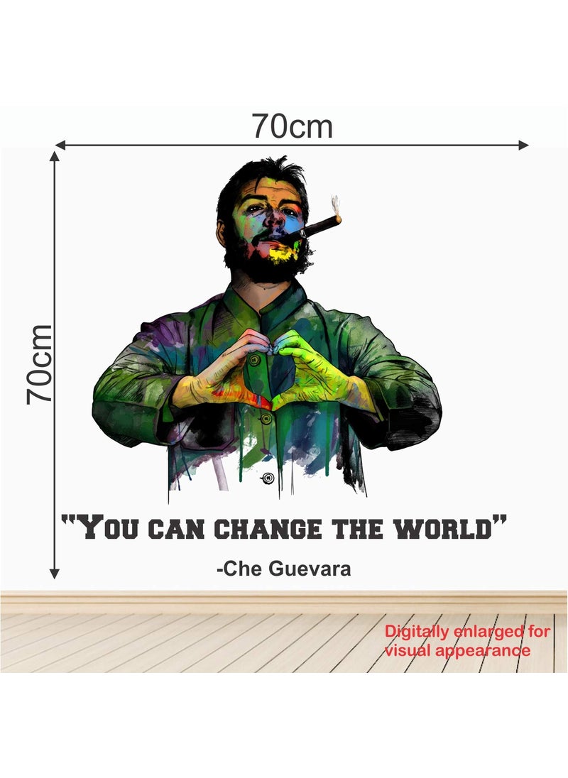StickMe - StickMe 'Che Guevara - Revolution - You Can Change The World - Motivational Inspiration Quotes Wall Sticker' -SM826 (Multi Colour, Vinyl - 70cm X 70 cm) - Image 1