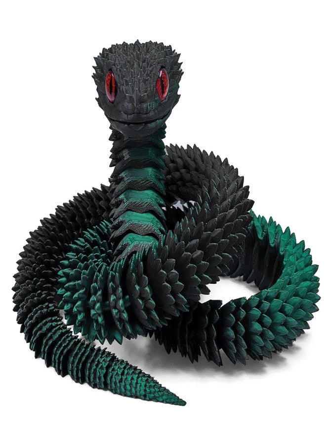 Binvin 3D Printed Animals-Snake Viper,3D Printed Snake Toys 3D Printed Articulated Snake 3D Printed Animals Animal Model Ornaments Creative Funny Toy Festival Gift for Frends (Black Green, 24 Inch) - Image 1