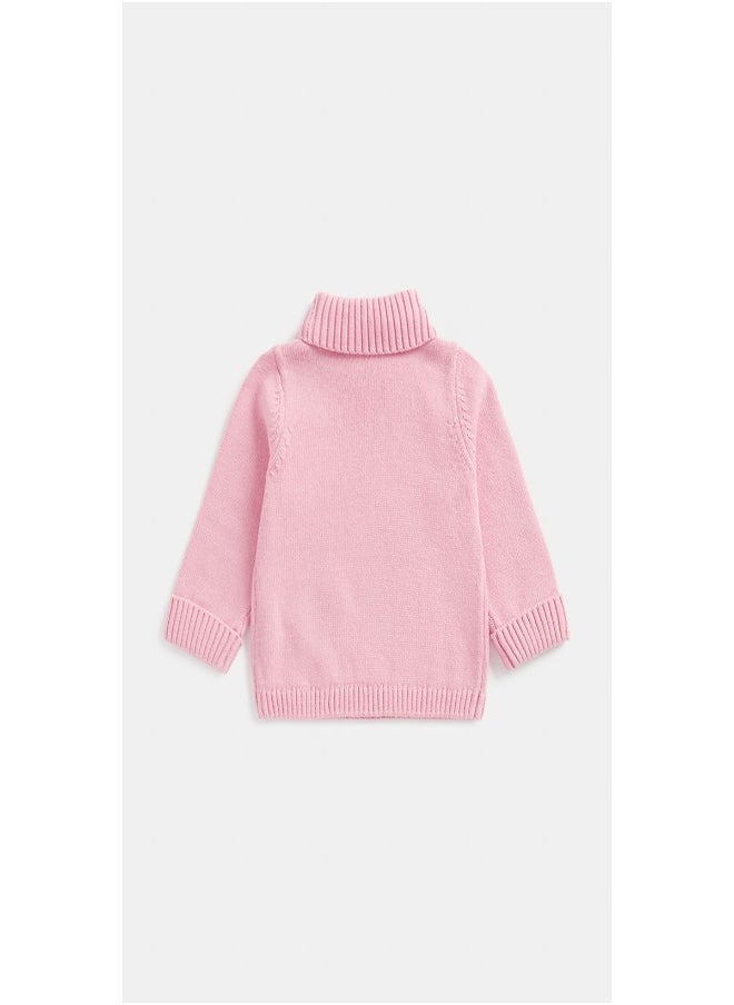 mothercare Pink Roll Neck Knitted Jumper  - Image 2