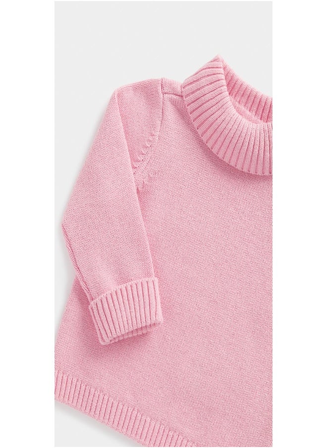 mothercare Pink Roll Neck Knitted Jumper  - Image 3