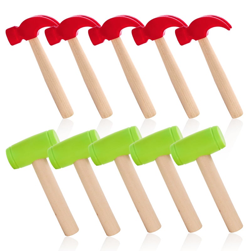 Nagpew 10 Pack Kids Hammer Toy Wooden Small Simulation Maintenance Tools Pretend Play Educational Toys for Teens Girls Boys School Games Supplies - Image 3