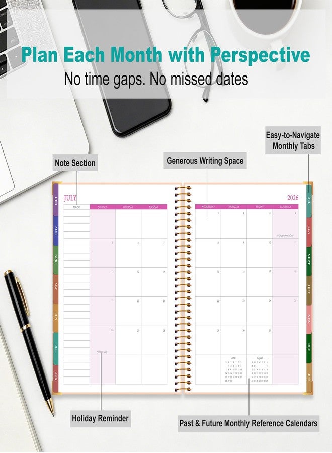 CAGIE Planner 2026-2027, 18 Month Weekly and Monthly Planner, Marble Design Calendar with Tabs, Jul 2026-Dec 2027, Large 8.5" x 11" A4 Hardcover Spiral Agenda Planner for Home, Work, School and Teacher (Green） - Image 3