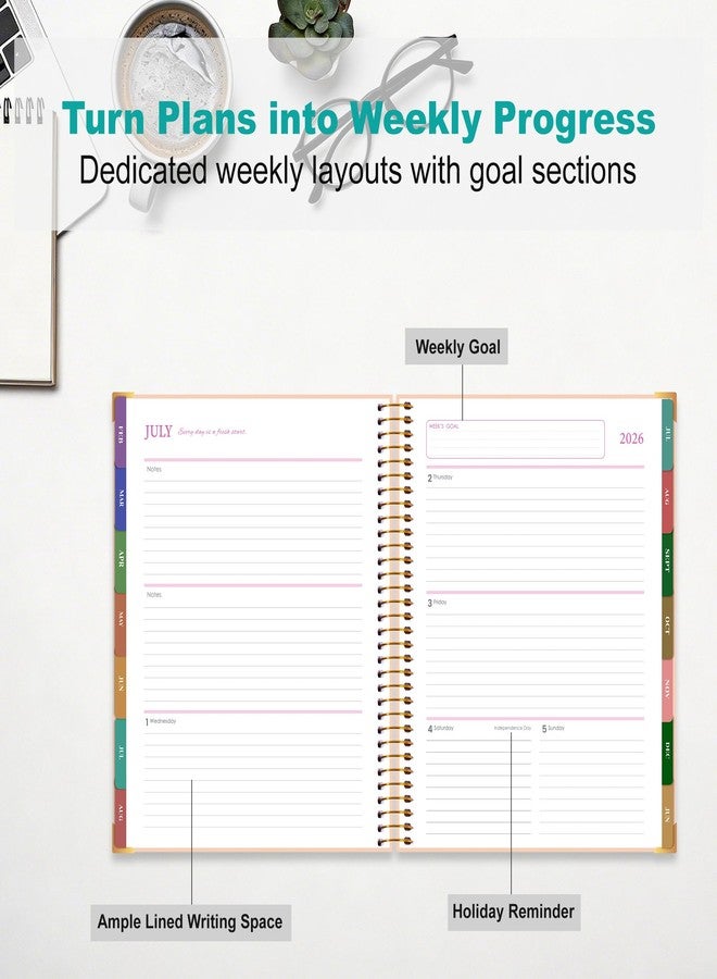 CAGIE Planner 2026-2027, 18 Month Weekly and Monthly Planner, Marble Design Calendar with Tabs, Jul 2026-Dec 2027, Large 8.5" x 11" A4 Hardcover Spiral Agenda Planner for Home, Work, School and Teacher (Green） - Image 4