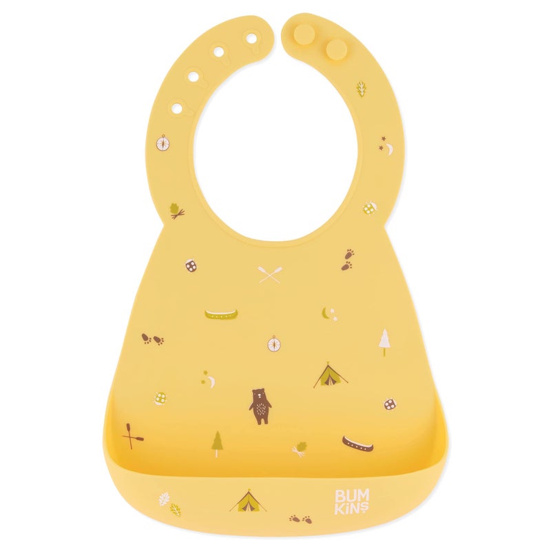 Bumkins Bibs, Silicone Pocket for Babies, Baby Bib for Girl or Boy, for 6-24 Months Up to Toddler, Essential Must Have for Eating, Feeding, Baby Led Weaning Supplies, Mess Saving, Camp Gear Yellow - Image 1