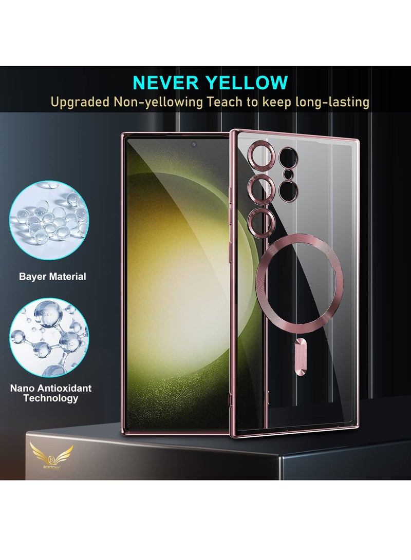 BORTONY Samsung Galaxy S23 Ultra MagSafe Case with Camera Lens Protector Magnetic Clear Case for S23 Ultra Full Protection Plating Anti-Scratch Slim Thin Case Cover - Image 5