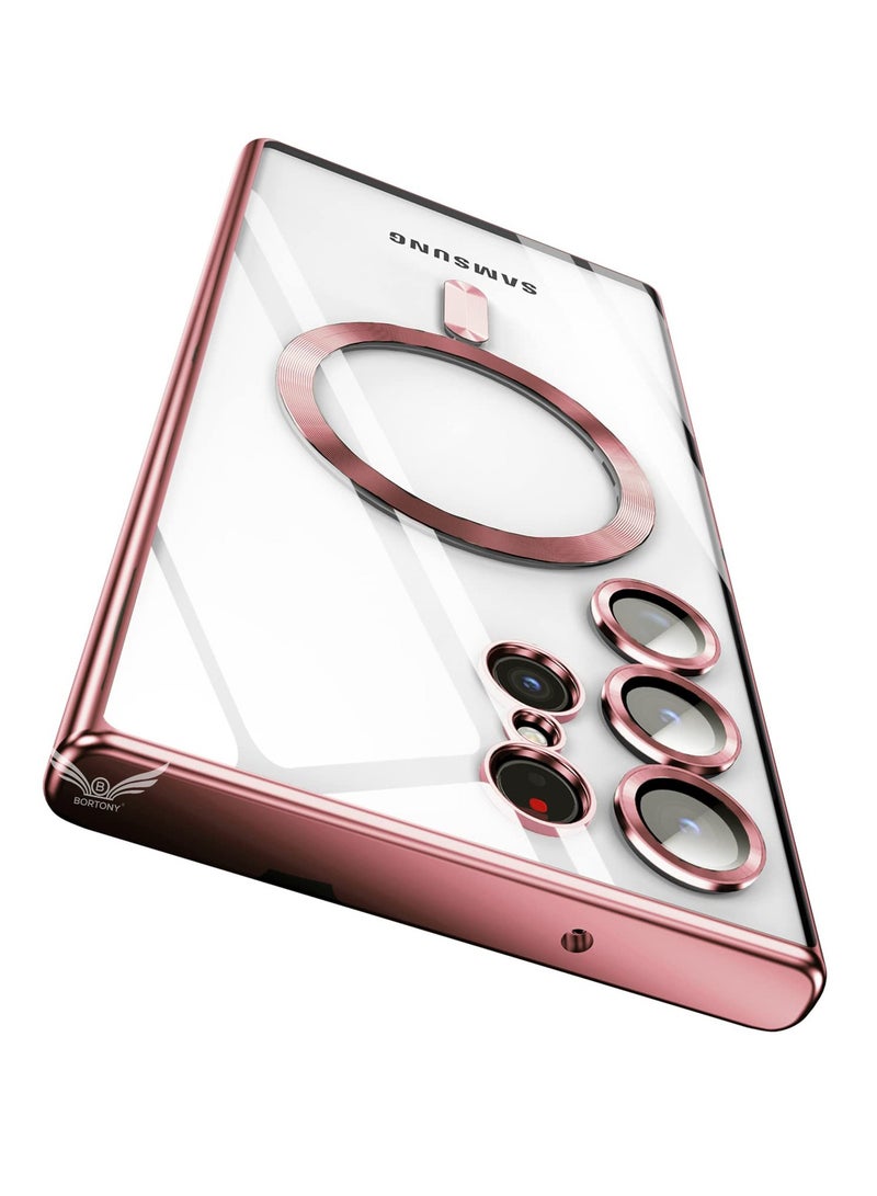 BORTONY Samsung Galaxy S23 Ultra MagSafe Case with Camera Lens Protector Magnetic Clear Case for S23 Ultra Full Protection Plating Anti-Scratch Slim Thin Case Cover - Image 1