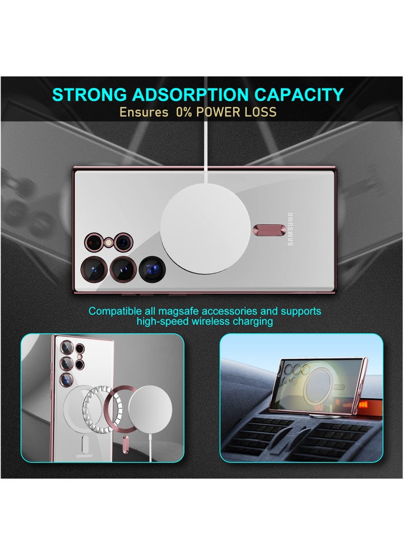 BORTONY Samsung Galaxy S23 Ultra MagSafe Case with Camera Lens Protector Magnetic Clear Case for S23 Ultra Full Protection Plating Anti-Scratch Slim Thin Case Cover - Image 2
