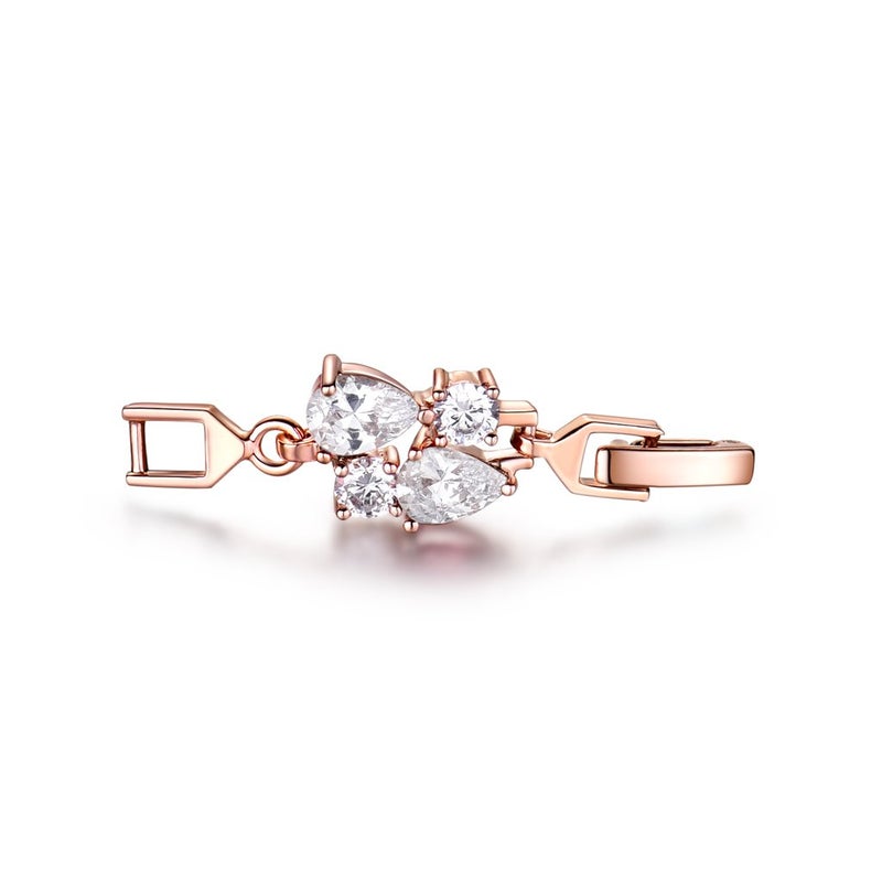 GULICX Women's Crystal Cubic Zirconia Rose Gold Plated Vintage Style Dual Layer Pear Drop Bracelet 7.5" - Image 4