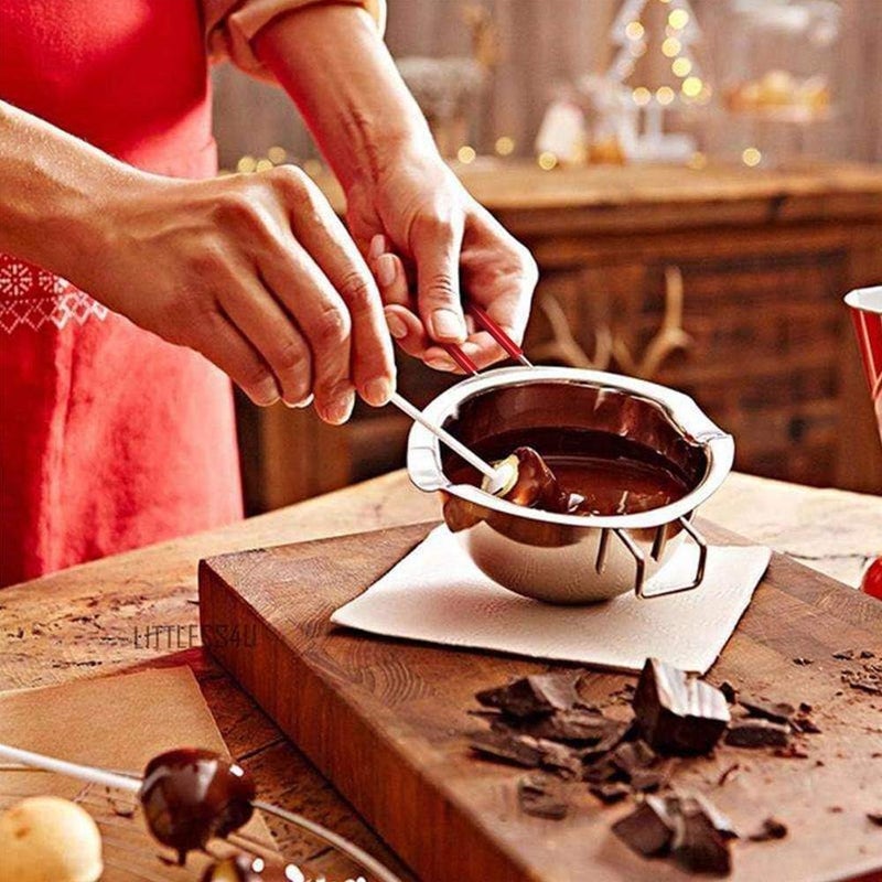 QLESHINING Chocolate Melting Pot 12oz(400ml), 18/8 Stainless Steel Universal Double Boiler Spouts, Heat-Resistant Handle, Flat Bottom, Butter Chocolate Cheese Caramel Soap Candle Making Wax Melting - Image 5