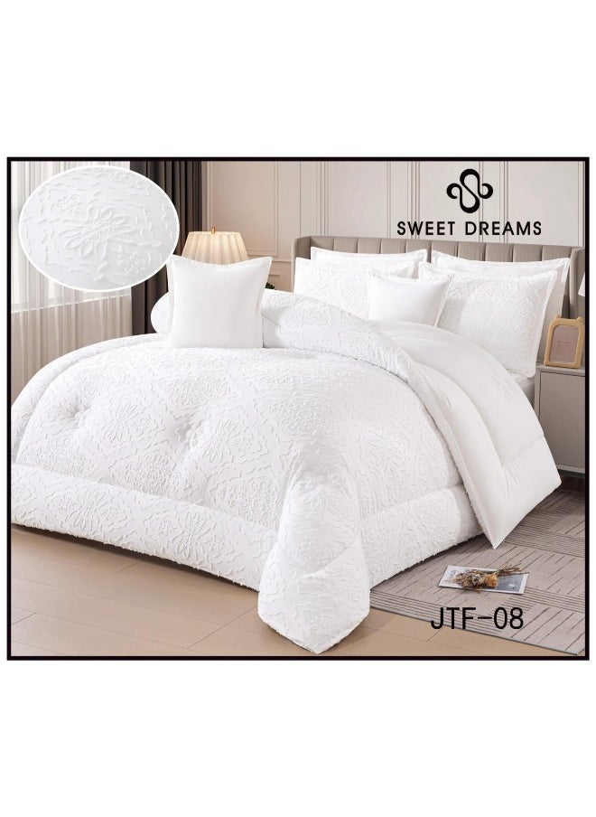 سويت دريمز مفرش سرير نفر 4 قطع من Sweet Dreams – نقشة ورود منسوجة – مقاس 120×200 سم – لون أبيض ناصع 