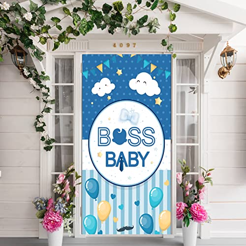 INNORU Boss Baby Door Banner Decor, Boys Birthday Door Cover Decorations, Baby Shower, Gender Reveal Boy 1st Birthday Party Photo Booth Backdrop Background Supplies - Image 1