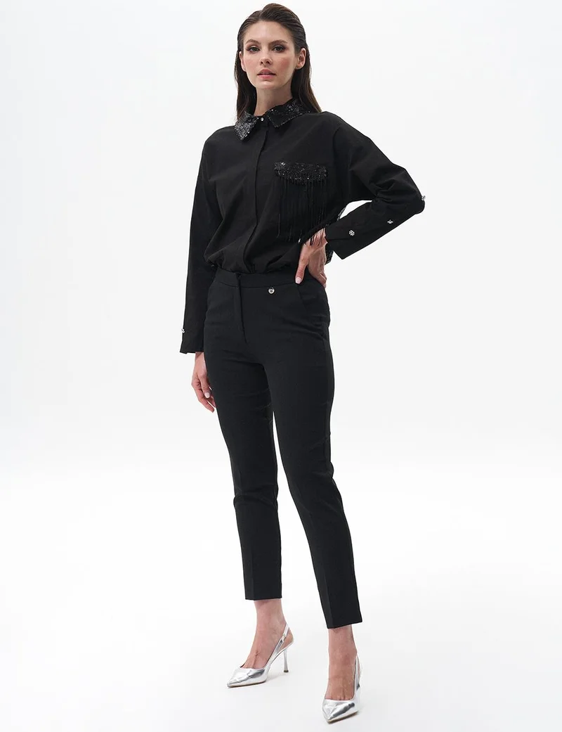 Kayra Skinny Fit Pants Black