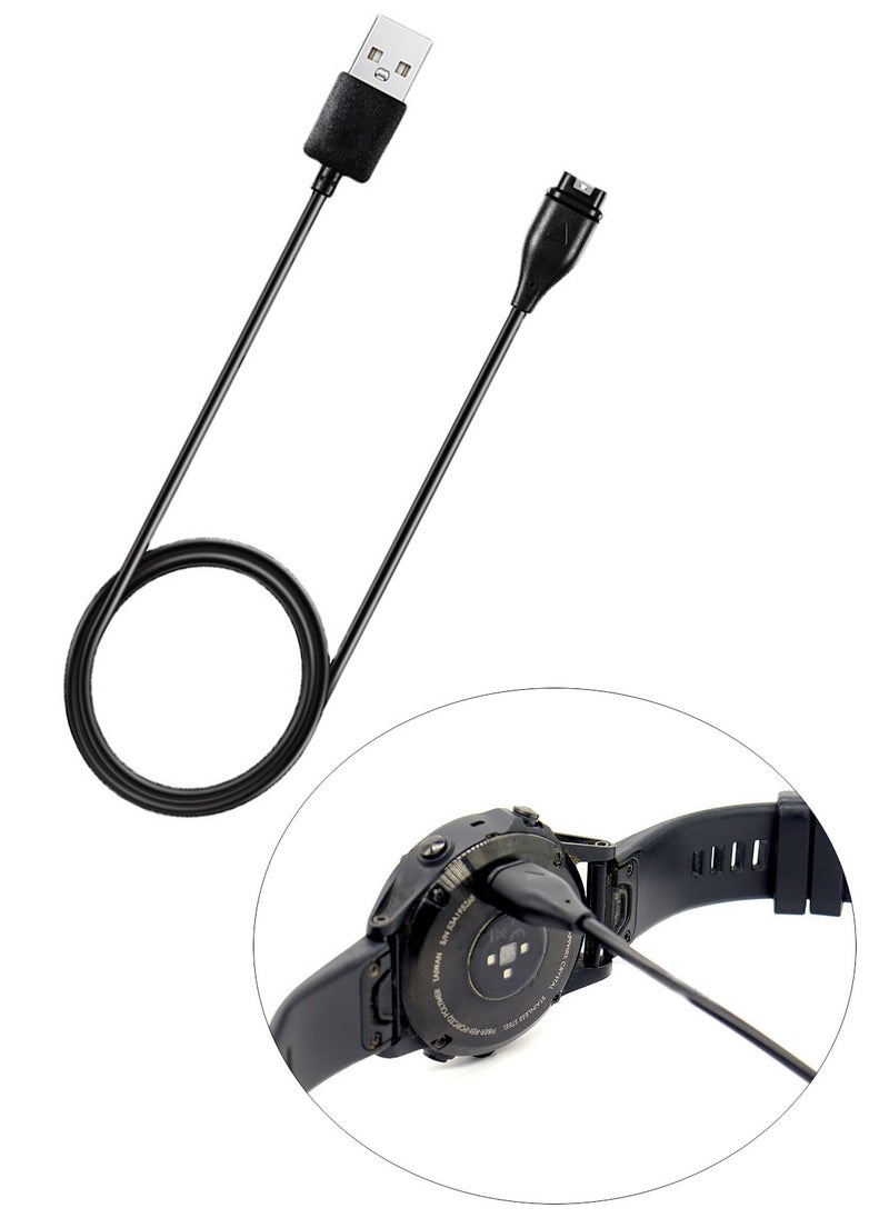 ماركة غير محددة كابل شحن بيانات USB لساعة Garmin Fenix 7/7S/7S/7X/6/6S/6S/6X5/5S/5X، 1 متر، أسود  - Image 1