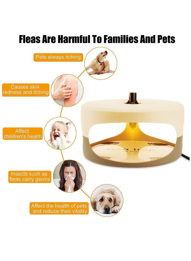 KASTWAVE Flea Trap, Indoor Sticky Flea Trap with 2 Glue Discs Odorless Non-Toxic Natural Flea Killer Trap Pad Bed Bug Trap Light Bulb Pest Control for Home House Inside, Safe for Children Pet Dog Cat - Image 2