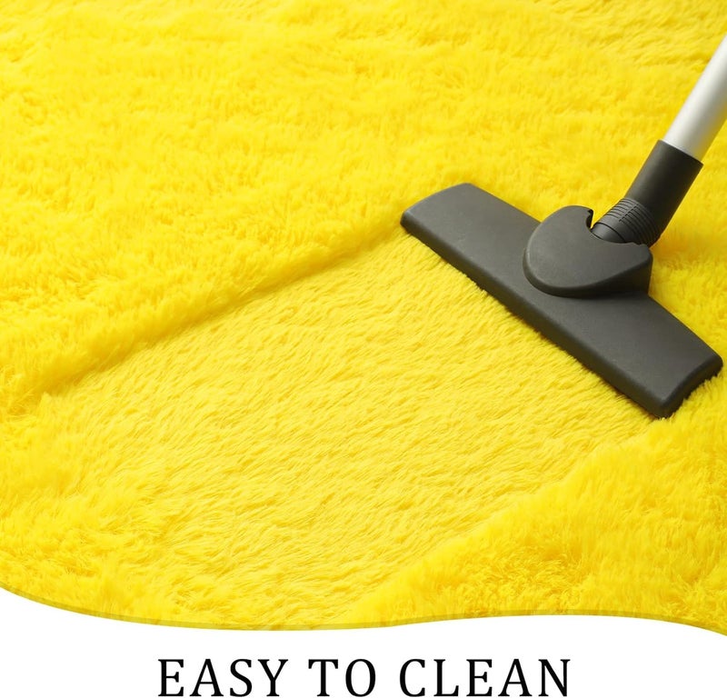 Moofcy Solid Color Area Rug – Soft Plush Carpet for Living Room, Bedroom, Kids Room, Kitchen – Multiple Sizes, Shapes & Colors – Non-Slip, Easy to Clean Modern Floor Rug - (Yellow, Rect, 3x5 feet) - Image 2