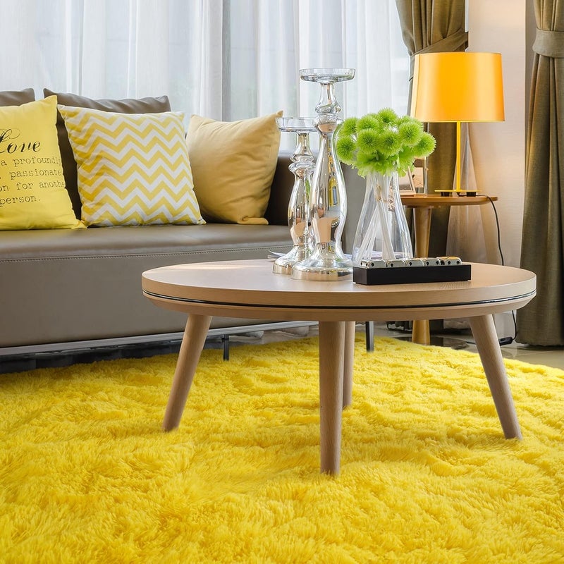 Moofcy Solid Color Area Rug – Soft Plush Carpet for Living Room, Bedroom, Kids Room, Kitchen – Multiple Sizes, Shapes & Colors – Non-Slip, Easy to Clean Modern Floor Rug - (Yellow, Rect, 3x5 feet) - Image 4