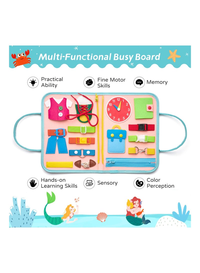 KASTWAVE Busy Board Sensory Toys, Toddler Travel Activities Educational Mermaid Montessori Toys for 2 3 4 Year Old Girls Boys Gift - Image 5