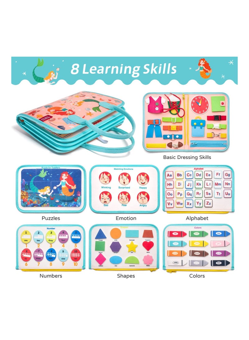 KASTWAVE Busy Board Sensory Toys, Toddler Travel Activities Educational Mermaid Montessori Toys for 2 3 4 Year Old Girls Boys Gift - Image 3