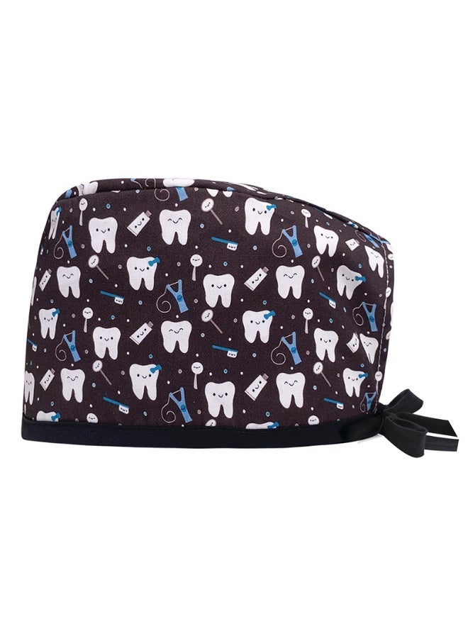 KUYING Cotton Printed Surgical Cap Strap Adjustable Medical Work Cap 