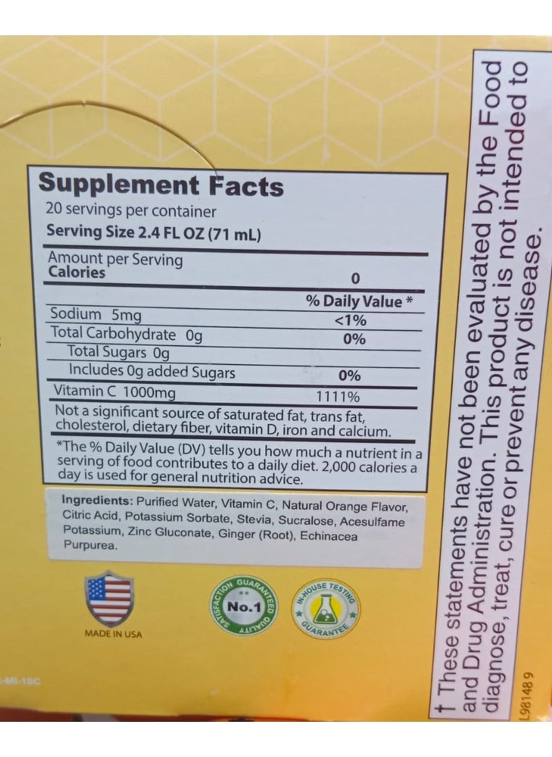 alfa vitamins - (Pack of 20) Vitamin C Shot 1000mg, 2.4 fl oz each Bottle - Image 1