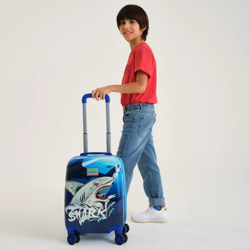 كورال هاي Kids Navy Blue Shark Patterned Children's Suitcase 16741