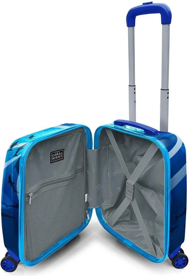 كورال هاي Kids Navy Blue Shark Patterned Children's Suitcase 16741