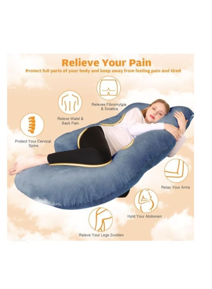 Chilling Home 60-inch U-Shaped Pregnancy Pillow - Full Body Maternity Support for Sleeping - Ergonomic Cushion for Back, Hips, & Belly - Luxurious Velvet Washable Cover - Image 2