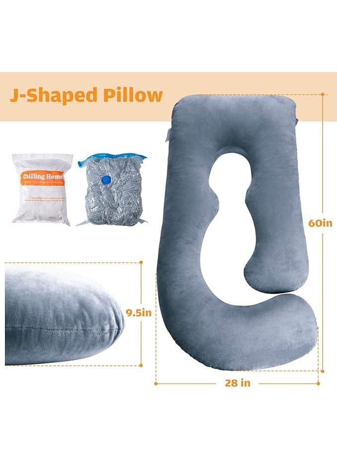 Chilling Home 60-inch U-Shaped Pregnancy Pillow - Full Body Maternity Support for Sleeping - Ergonomic Cushion for Back, Hips, & Belly - Luxurious Velvet Washable Cover - Image 4