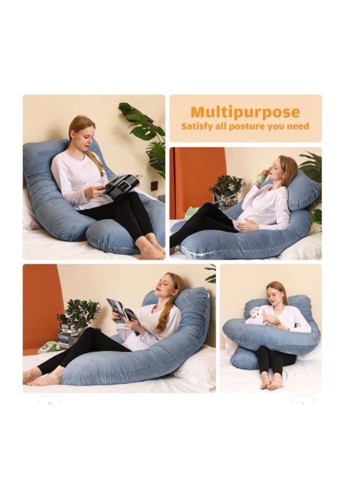Chilling Home 60-inch U-Shaped Pregnancy Pillow - Full Body Maternity Support for Sleeping - Ergonomic Cushion for Back, Hips, & Belly - Luxurious Velvet Washable Cover - Image 3
