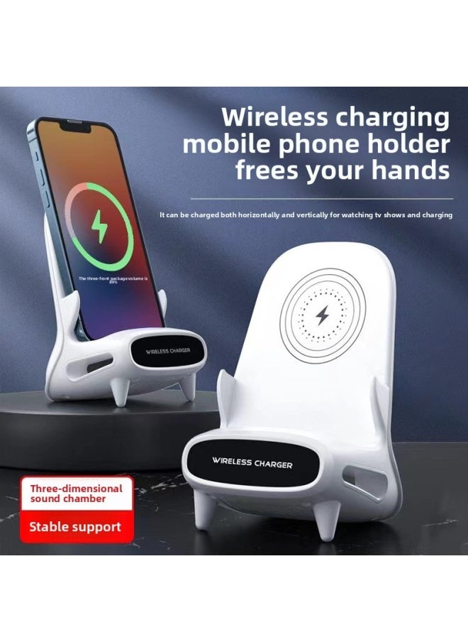 [يدعم 99% هاتف محمول] شاحن لاسلكي متعدد الوظائف USB كسول شحن سريع مغناطيسي لا يضر الهاتف Android اللون: أبيض بسيط [نموذج مغناطيسي m111/15W] يدعم 99% من الهواتف المحمولة/أندرويد مجاني + رأس شفط مغناطيسي TYPEC + كابل بيانات