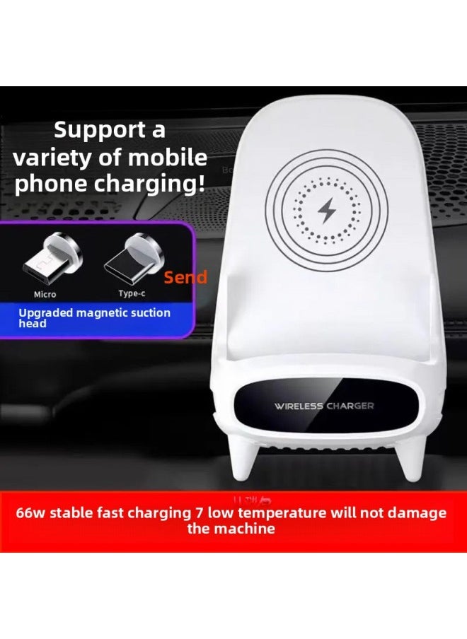 [يدعم 99% هاتف محمول] شاحن لاسلكي متعدد الوظائف USB كسول شحن سريع مغناطيسي لا يضر الهاتف Android اللون: أبيض بسيط [نموذج مغناطيسي m111/15W] يدعم 99% من الهواتف المحمولة/أندرويد مجاني + رأس شفط مغناطيسي TYPEC + كابل بيانات