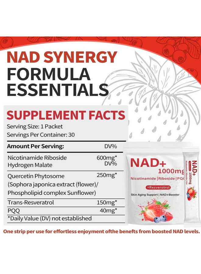 NAD 1000 ملغ سائل 30 عبوة - نيكوتيناميد، ريبوسيد، PQQ وريسفيراترول لدعم شيخوخة الجلد وزيادة NAD+ - مكمل غذائي عالي الجودة للصحة العامة والحيوية - Image 3