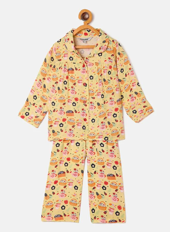 ستايلو بج Backyard Garden Graphic Print Shirt & Pyjama Set by Styli