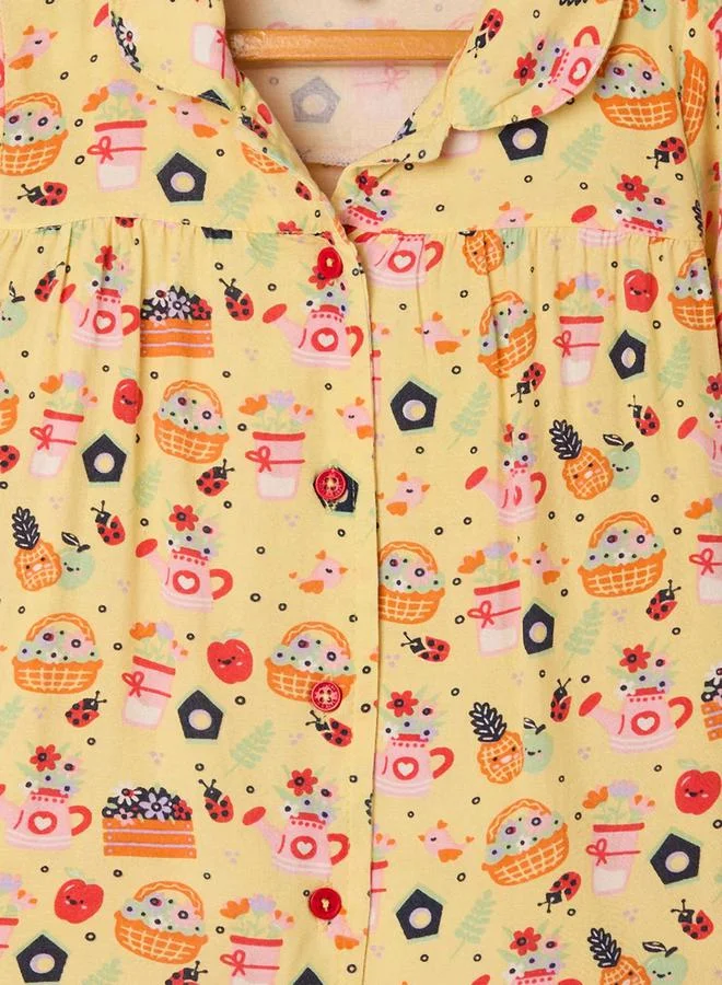 ستايلو بج Backyard Garden Graphic Print Shirt & Pyjama Set by Styli