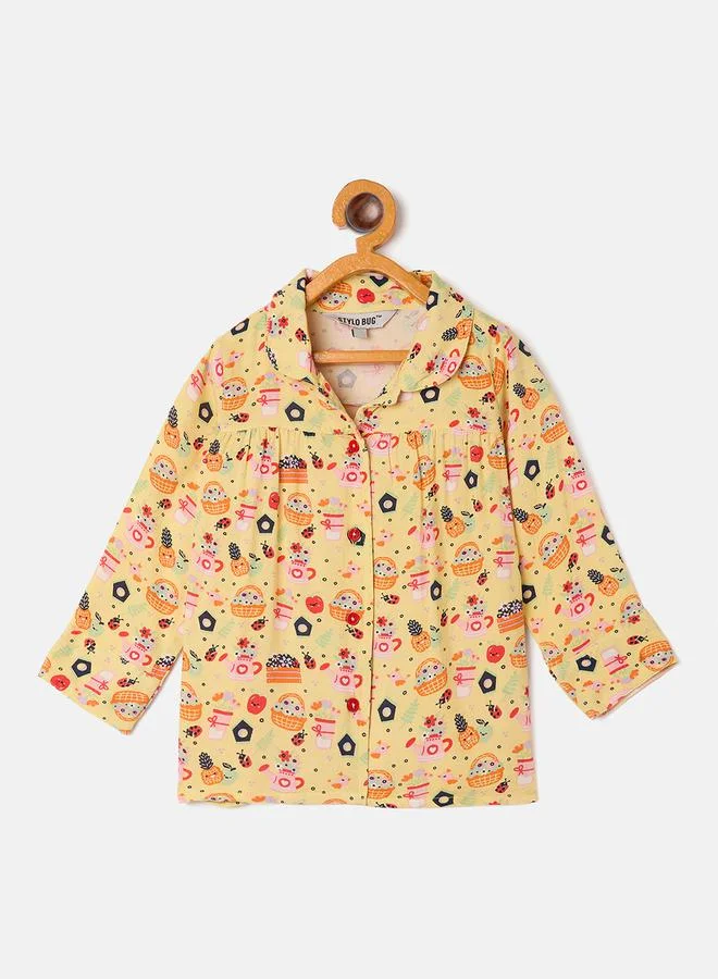 ستايلو بج Backyard Garden Graphic Print Shirt & Pyjama Set by Styli