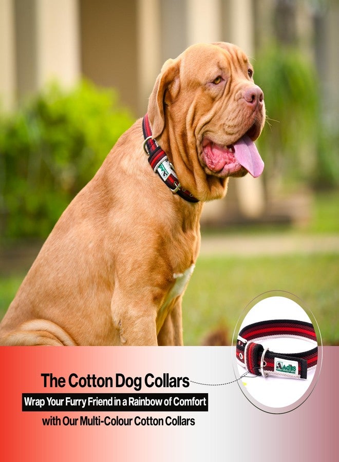 ADIL'S Adil’S Multi Colour Cotton Dog Collars for Small, Medium and Large Dogs, Adjustable Collar with Metal Buckle & D-Ring, Red Black & White, Size: M - Image 5