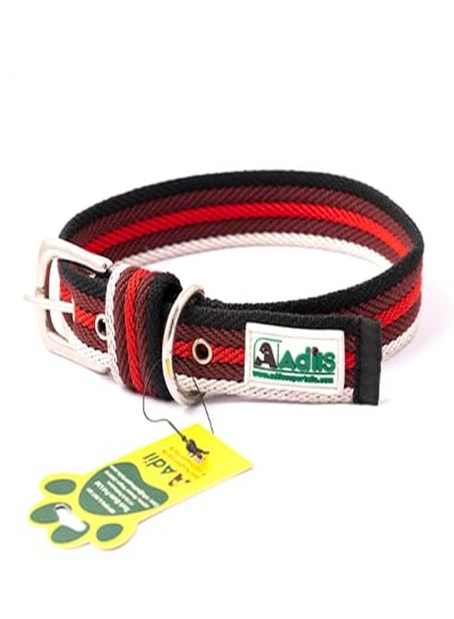 ADIL'S Adil’S Multi Colour Cotton Dog Collars for Small, Medium and Large Dogs, Adjustable Collar with Metal Buckle & D-Ring, Red Black & White, Size: M - Image 1