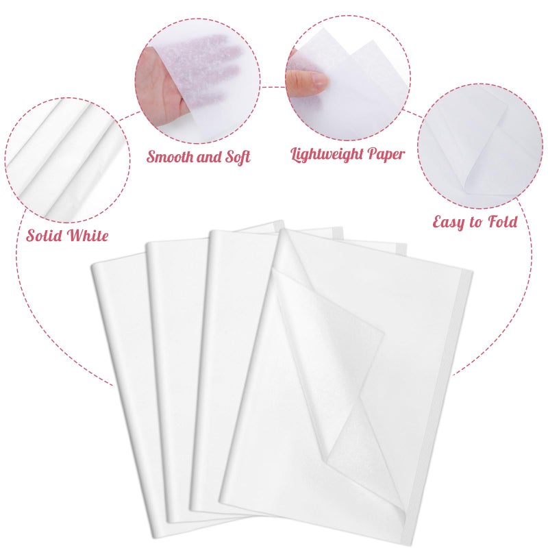 woric 160 Sheets White Tissue Paper Bulk 14 X 20 Inches Wrapping Tissue Paper for Gift Bags Mother's Day Art Crafts Weddings Baby Shower Birthday Decor and Easter Basket Stuffers - Image 3