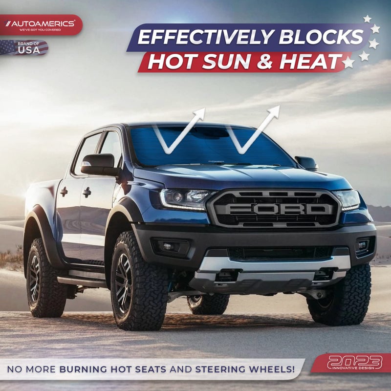 Autoamerics 1-Piece Windshield Sun Shade - Metallic Blue Foldable Car Front Window Sunshade for Most Cars SUV Truck Heat Blocker Visor Protector Blocks Max UV Rays and Keeps Your Vehicle Cool - Medium - Image 3