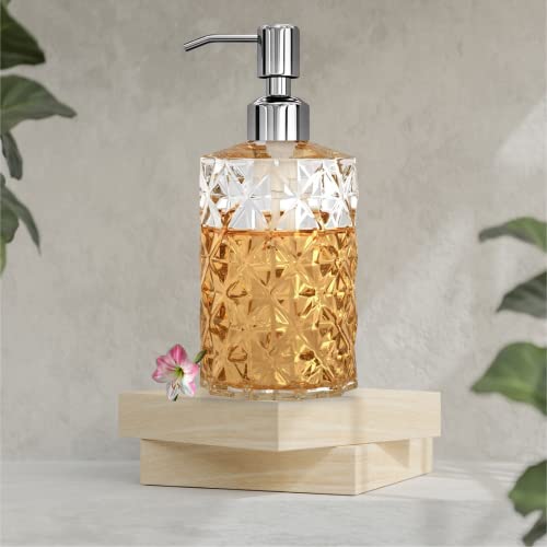 Luximal 2-Pack(1 Pc Crystal + 1 Pc Stripe) Glass Soap Dispenser Set (400ml Each) | Refillable Handwash & Sanitizer Bottle with ABS Pump for Bathroom, Kitchen, Sink & Wash Basin - Image 4