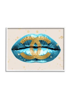 Stupell Industries Designer Fashion Logo Lustrous Blue Lipstick Lips, Design by Madeline Blake  - Image 1