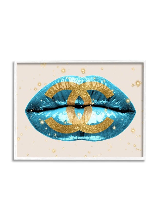 Stupell Industries Designer Fashion Logo Lustrous Blue Lipstick Lips, Design by Madeline Blake  - Image 1