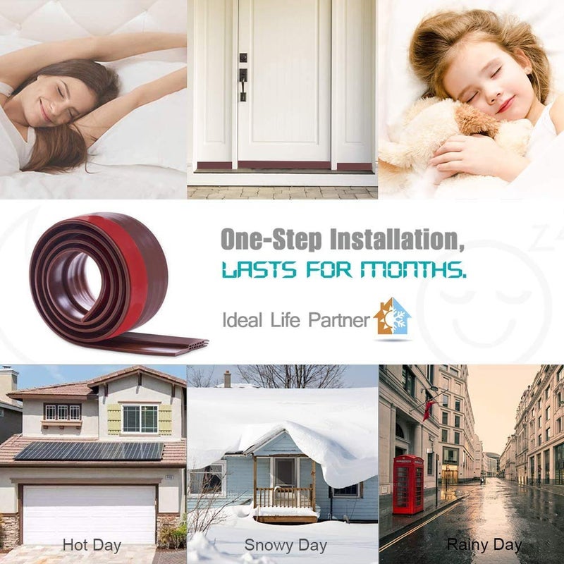 Sysmie Upgrade Huge Gap Door Draft Stopper, 3-2/5"W Widened Door Sweep for Interior and Exterior Doors - Guard Against Drafts, Dust, Noise and Unwanted Animals (3-2/5"W x 39" L, Brown)â€¦ - Image 4